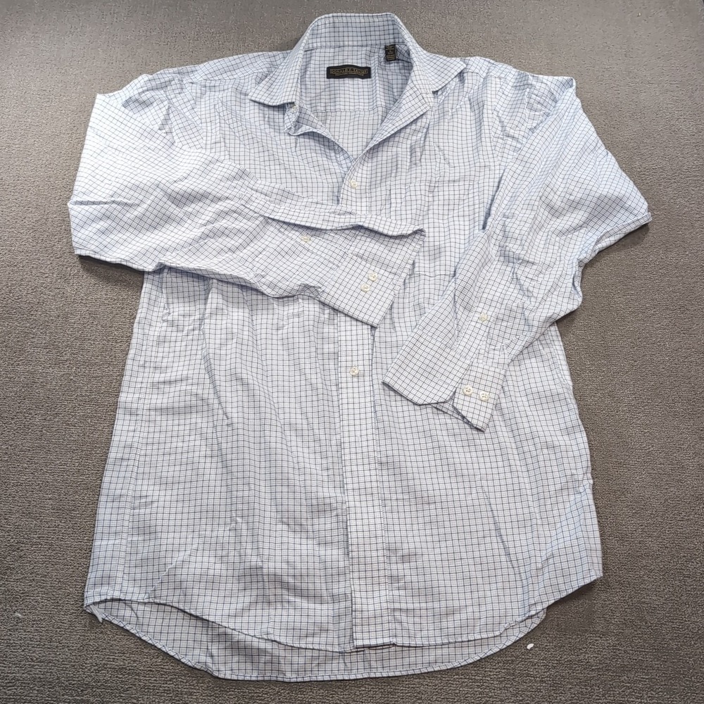 Donald J Trump Dress Shirt Mens 15 32/33 Signature Collection Blue Windowpane